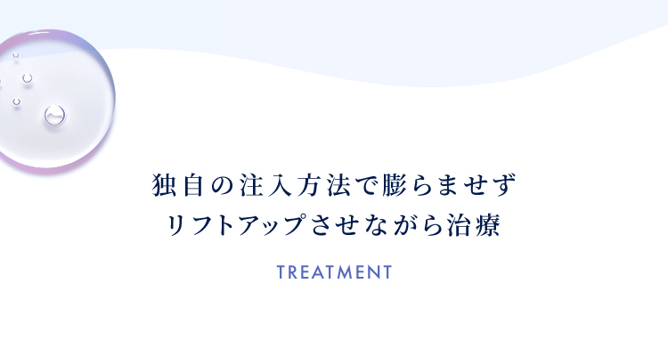 独自の注入方法で膨らませずリフトアップさせながら治療