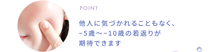 POINT 他人に気づかれることもなく、 −5歳〜−10歳の若返りが期待できます